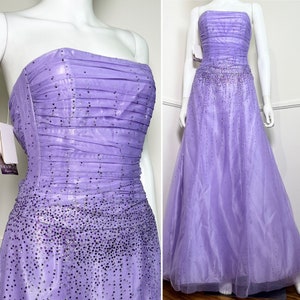 Medium Size 7 Y2K Vintage Lavender Mesh Glitter Gown by Jessica McClintock NEW WITH TAGS