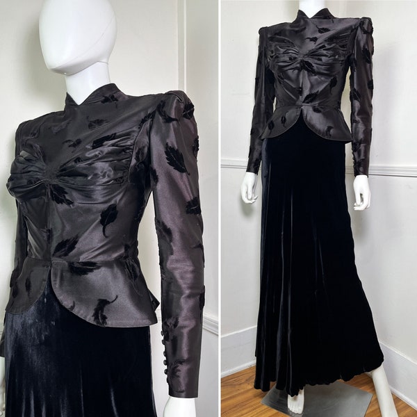 Extra Small 1930's Vintage RARE Maggy Rouff Haute Couture Evening Ensemble