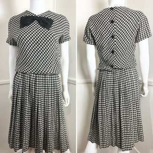 Medium 1960&#39;s Vintage Black and White Houndstooth Dress by Maggi Stover