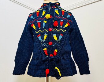 grootte over 0-3 maanden Kleding Meisjeskleding Babykleding voor meisjes Truien Vintage baby trui blauwe gebreide trui 