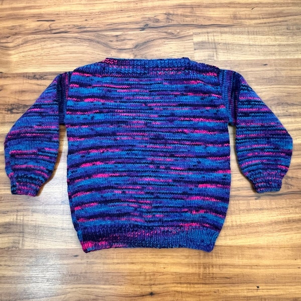 Kids 5 to 6  1980's Vintage HAND KNIT Space Dye Sweater