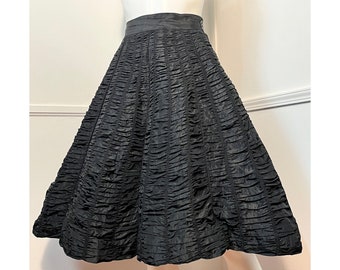 Small to Medium 1950s Vintage Black Coffin Pleated Skirt by Miss Preview