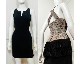 Extra Small 1980s Vintage Suede Mini Dress by Chia