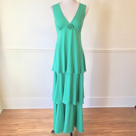 Vintage 1970's Maxi Dress / Corky Craig / Green Ma