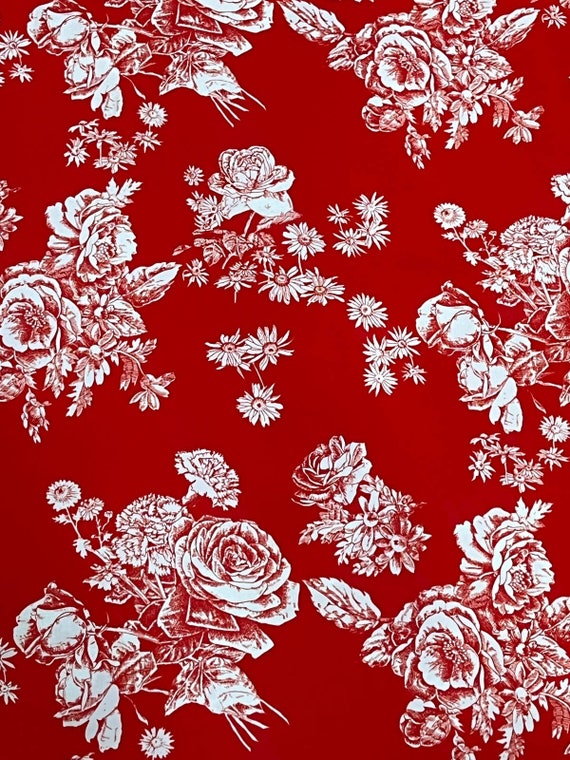 Medium  1970s Vintage Red Rose Print Hostess Dres… - image 9