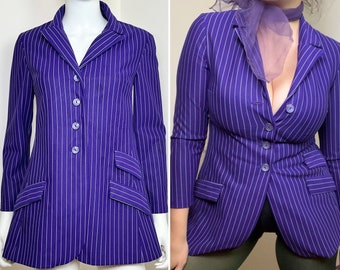 Medium  1970's Vintage Purple and White Pinstripe Jacket by Rhodes California