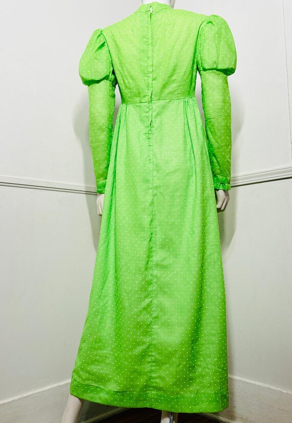 Medium 1960s Vintage Neon Green Polka Dot Flocked Maxi Dress - Etsy