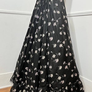 Extra Small 1900s Antique RARE Black Floral Cotton Gown image 9