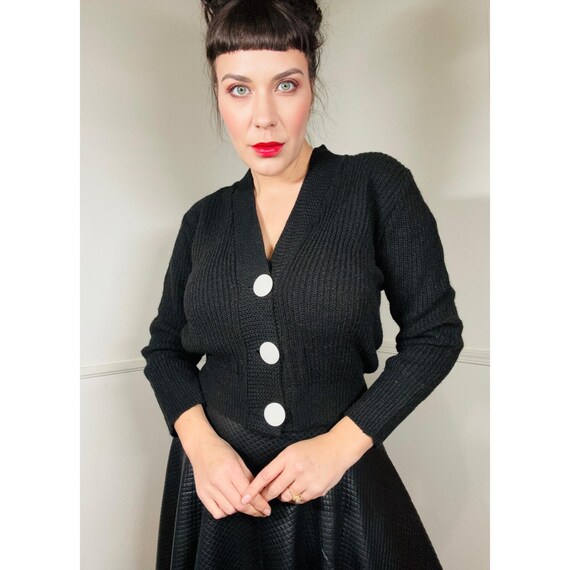 Vintage Black Mini Cardigan Small To Large 1960s Vintage NWT Black