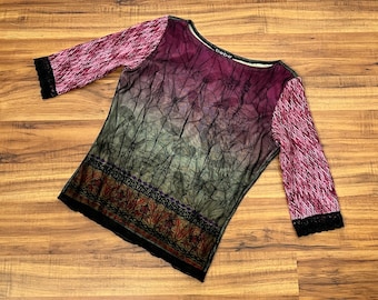 Kleines Y2K Vintage Mixed Textile Boho Top von Bebe