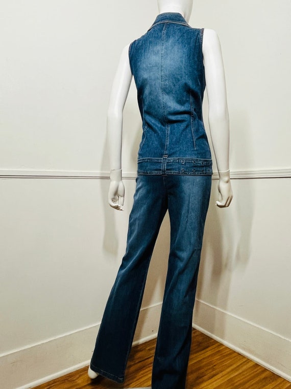 Large Y2K Vintage Denim Corset Front Jumpsuit by … - image 8