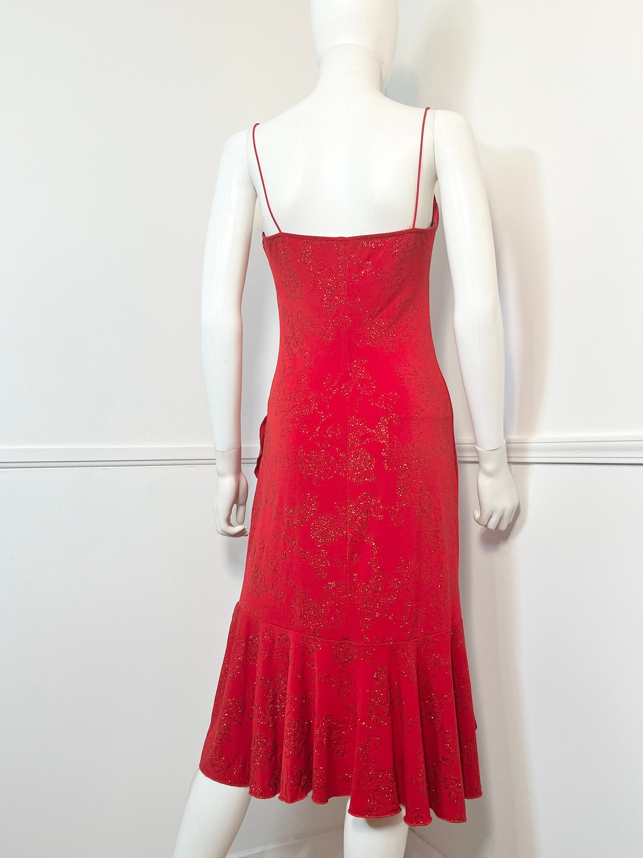 city triangles dress red Medium Y2K Vintage Red Glitter Prom Dress by City Triangles