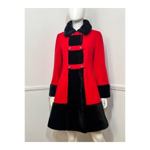 Small to Medium 1960s Vintage Red and Black Princess Coat by Country Pacer