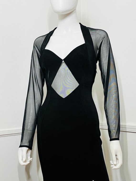 Small to Medium 1990s Vintage Black Mesh Cut Out … - image 3