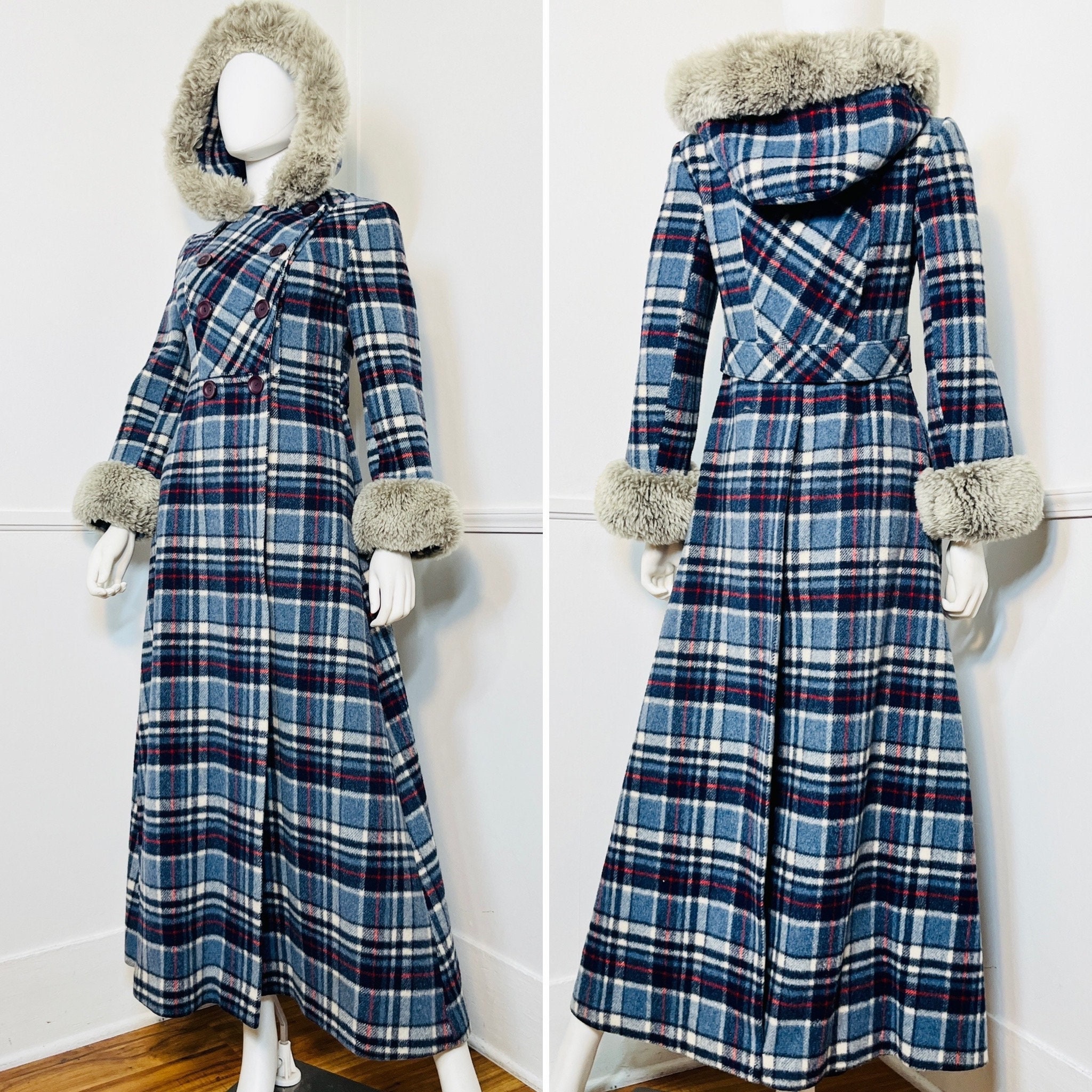 Plaid Wool Coat, Vintage Inspired Long Wool Coat, Winter Coat Women, Wool  Coat Women, Fit and Flare Coat, Princess Coat, Xiaolizi 4510 