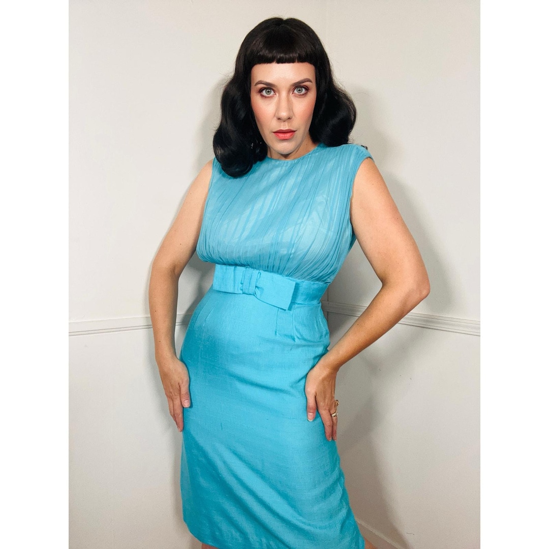 Large 1960s Vintage Turquoise Silk Dress and Jacket Ensemble - Etsy