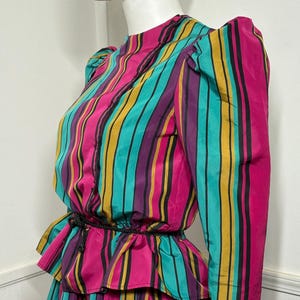 1980s Vintage Striped Peplum Top and Skirt Set image 4