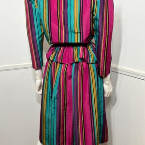1980s Vintage Striped Peplum Top and Skirt Set image 11