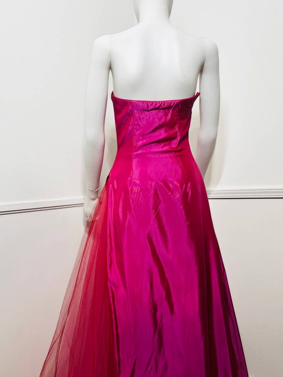 Extra Small Y2K Vintage Fuchsia Strapless Tulle P… - image 7