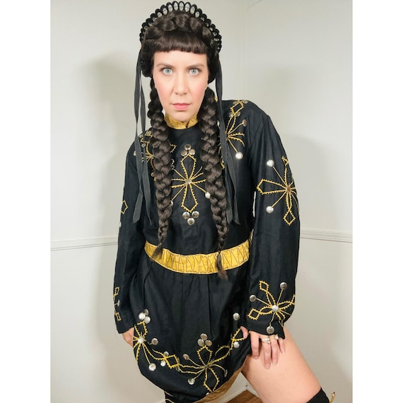 1920s Antique Black Embellished Cotton Masonic Tunic by the
