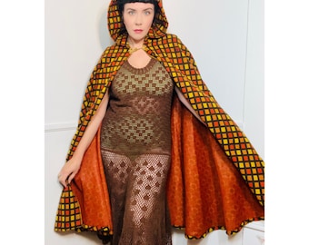 Curvy Extra Large - 1970s Vintage Sheer Brown Crochet Drop Waist Dress