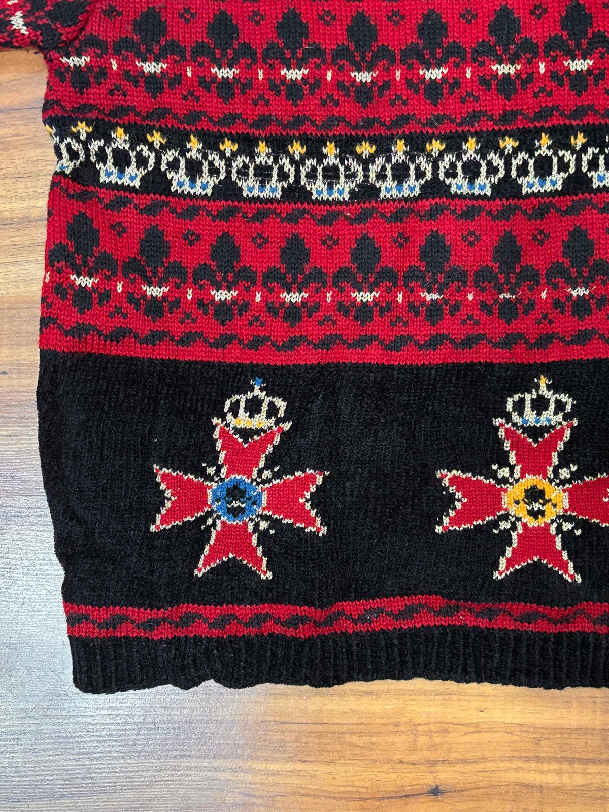 Medium to Large 1990s Vintage Heraldic Intaria Knit Wool Sweater 