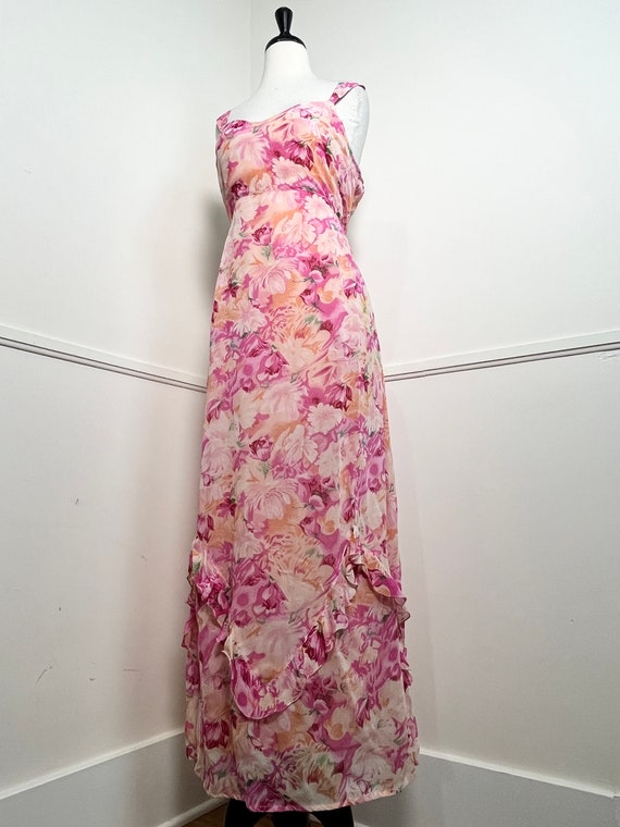 Large 1990's Vintage Pink Rayon Floral Slip Dress… - image 4