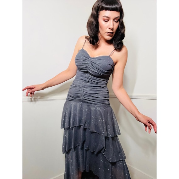 city triangles glitter dress Vintage 2000s City Triangles Blue Sparkly Midi Dress main image 0