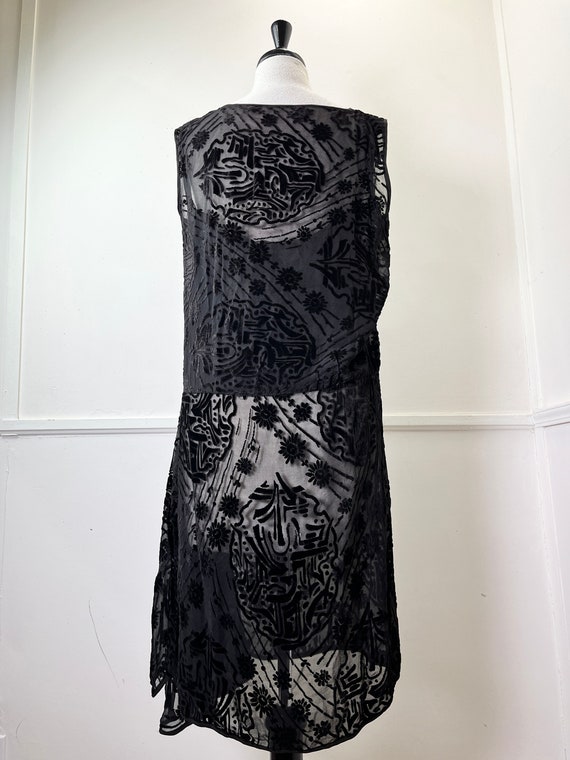 Medium to Large 1920's Vintage Black Silk Devoré … - image 7