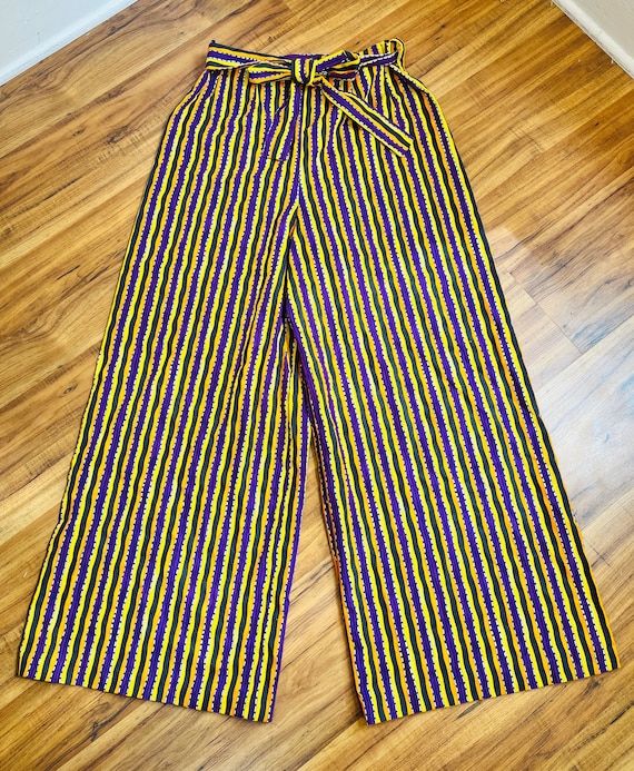 Large 1990s Vintage Striped Palazzo Trousers - image 2