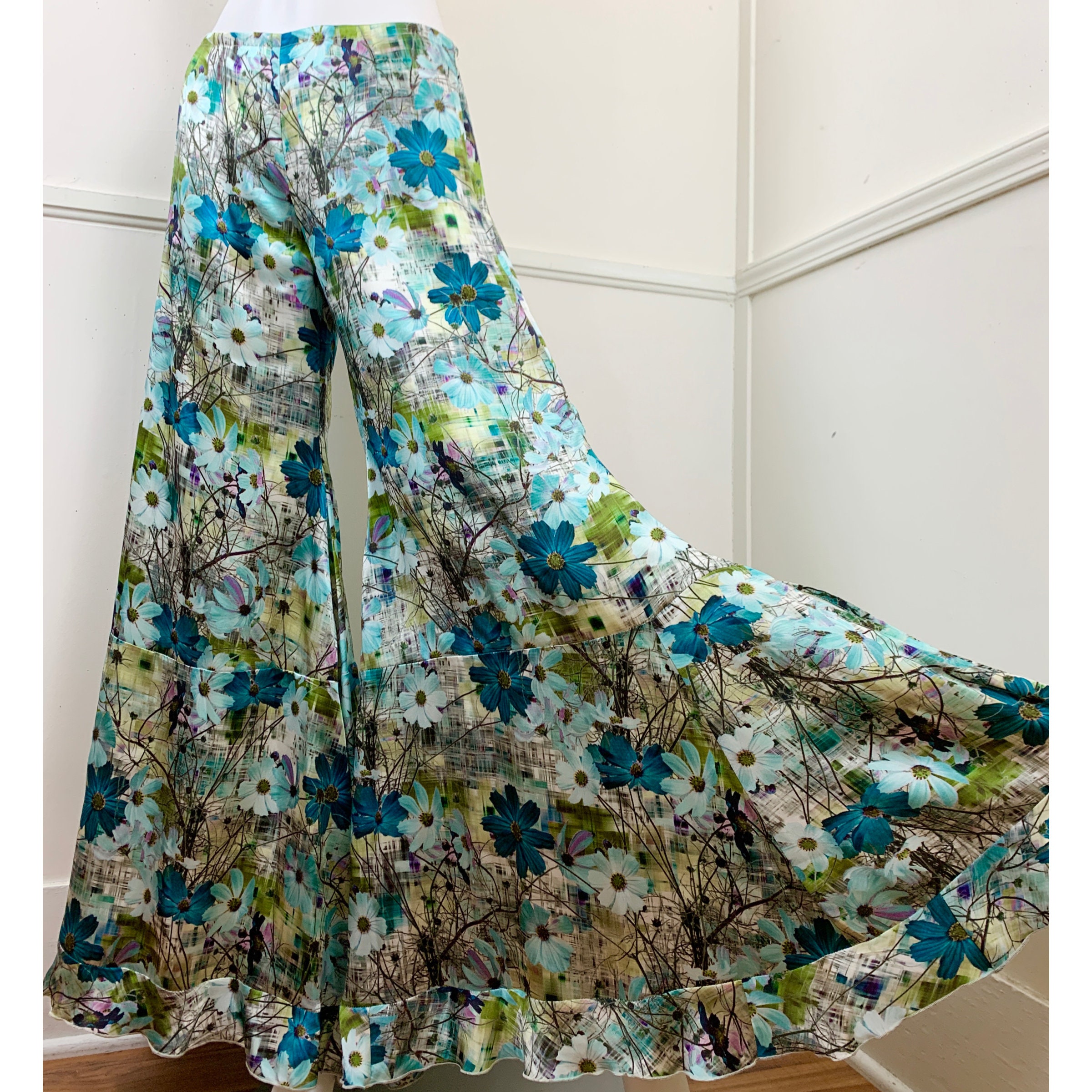 Big Sale Women's Vintage Floral Print Flare Pants Y2k High Waist