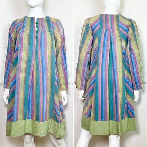 Small 1970&#39;s Vintage Striped Indian Cotton Tent Dress by Nitya India Emporium