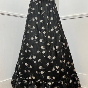 Extra Small 1900s Antique RARE Black Floral Cotton Gown image 7