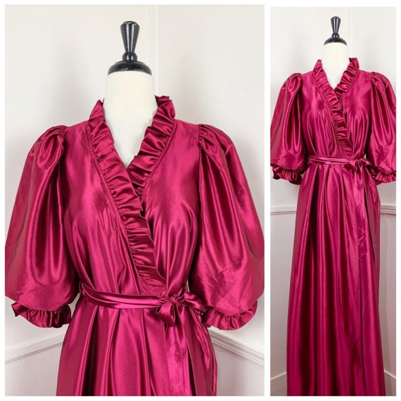 1980's Vintage Dramatic Puff Sleeve Deep Merlot Dr
