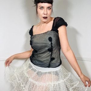 Large Y2K Vintage Silk Chiffon Rosette Tank Top by Max Studio