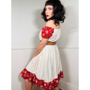 Medium to Large 1950s Vintage OOAK Cotton Western Dress