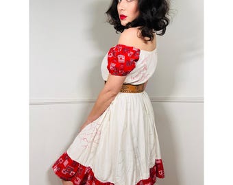 Vintage-inspired 1940s Western Two-piece Set - Embroidered