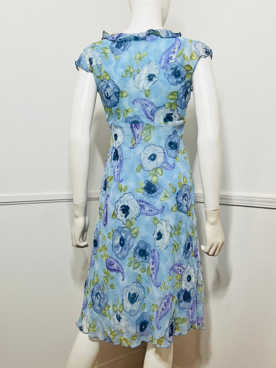 Small Size 4 Y2K Vintage Blue Floral Dress by CDC… - image 5