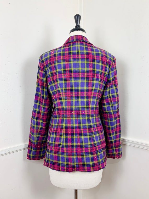 Medium 1990's Vintage Pink and Purple Plaid Tweed… - image 5