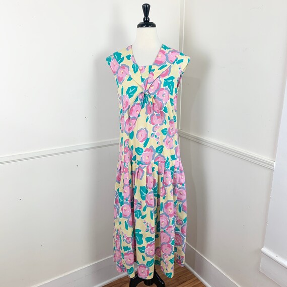 Curvy- 1980's Vintage Cotton Floral Day Dress | La