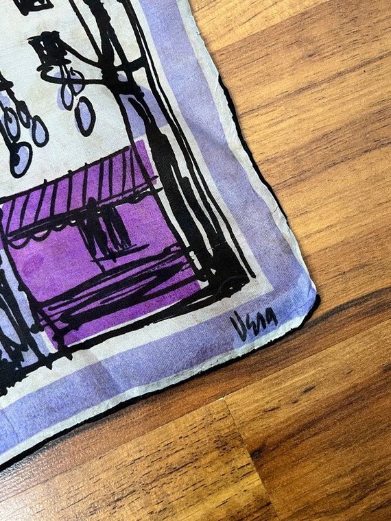 1960s Vintage Purple Silk City Apartments Print S… - image 8