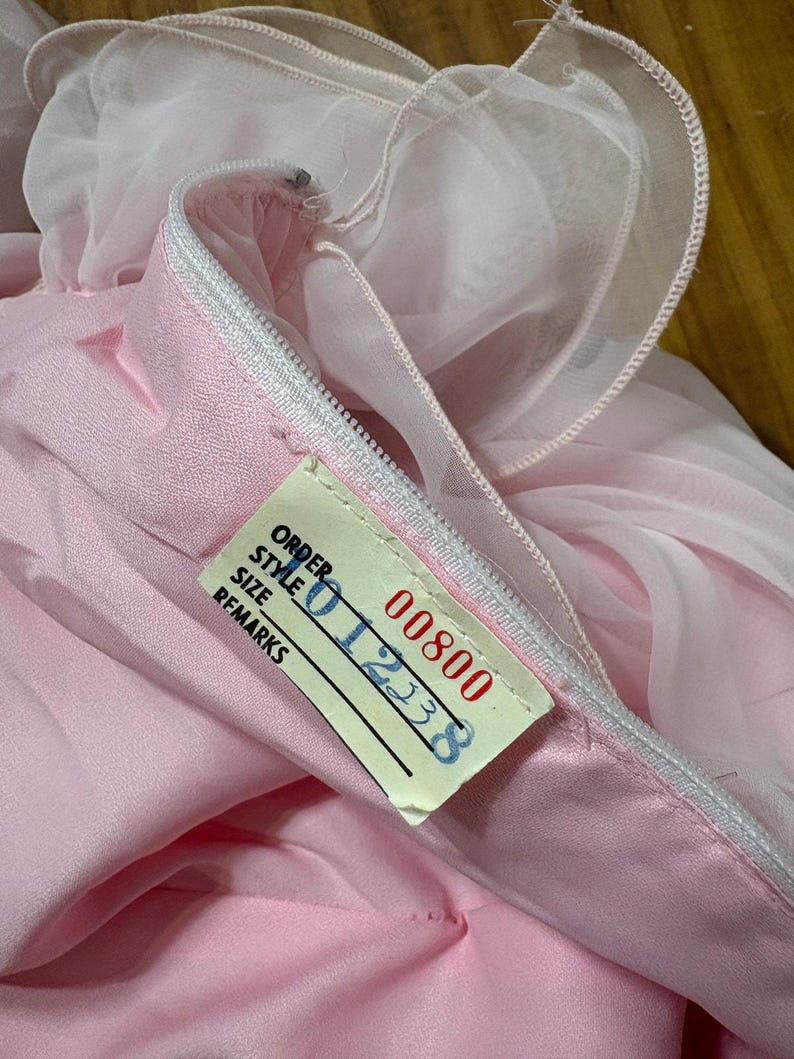1980s Vintage Ballet Pink Chiffon Ruffle Dress image 15