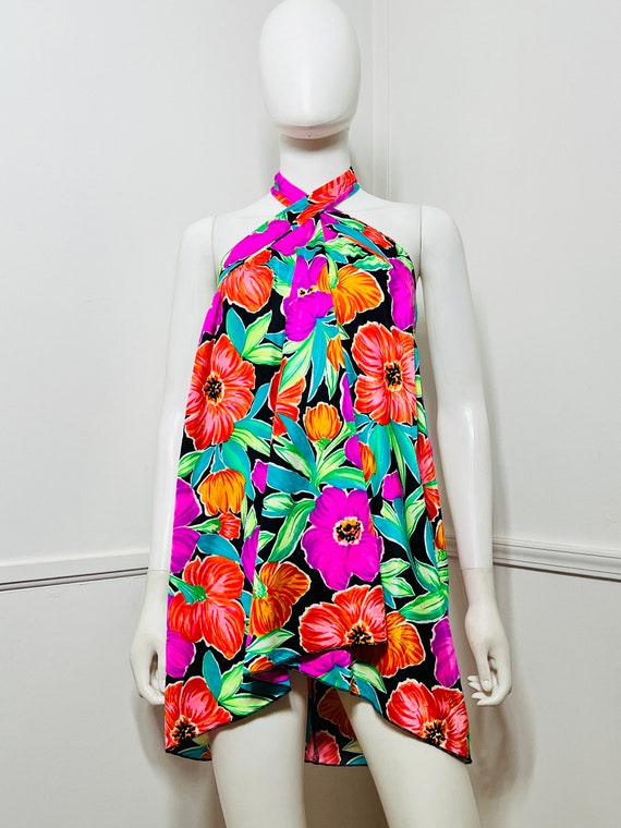 Small to Large 1990s Vintage Floral Swim Cover Up… - image 5