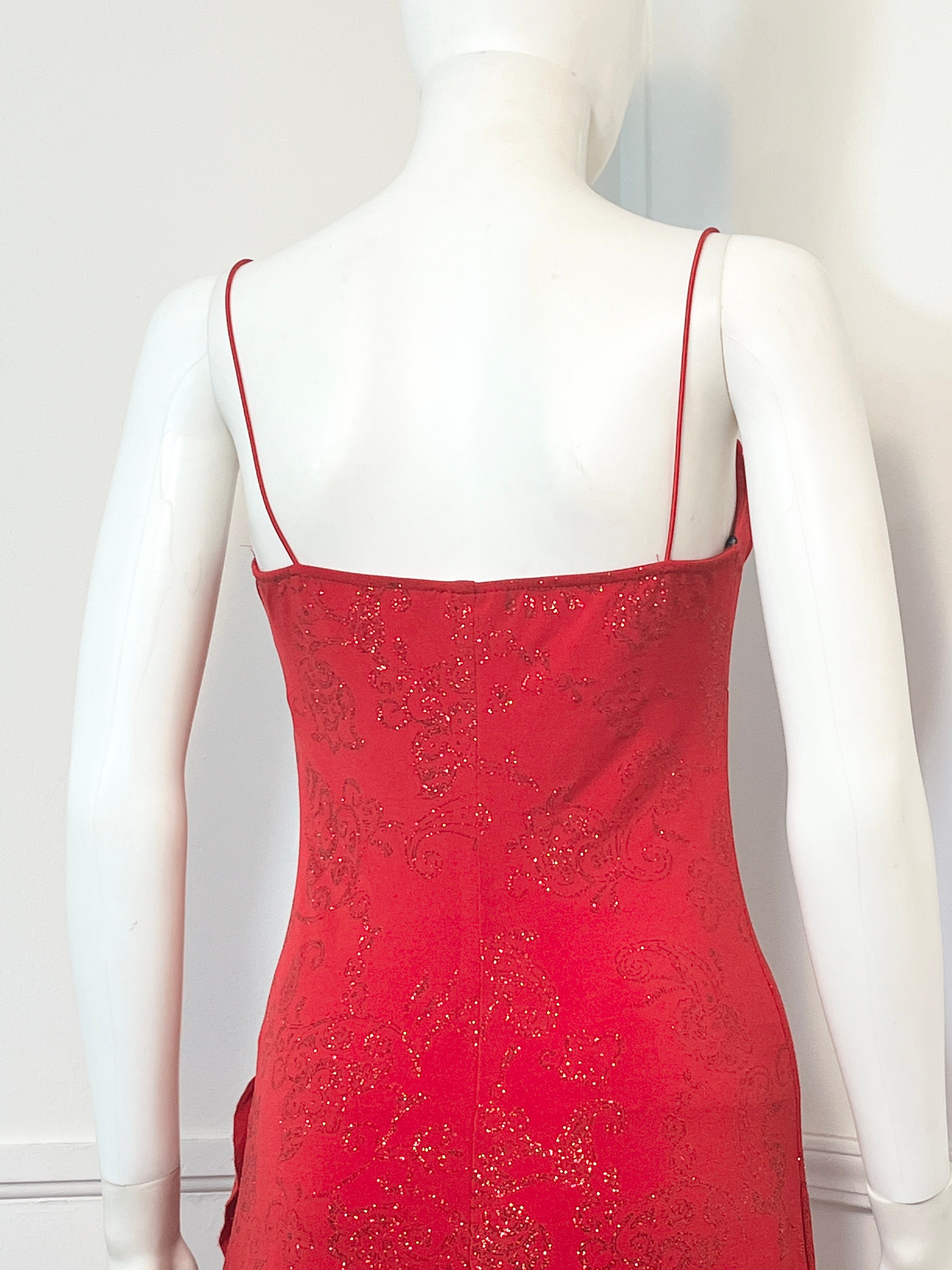 Medium Y2K Vintage Red Glitter Prom Dress by City Triangles