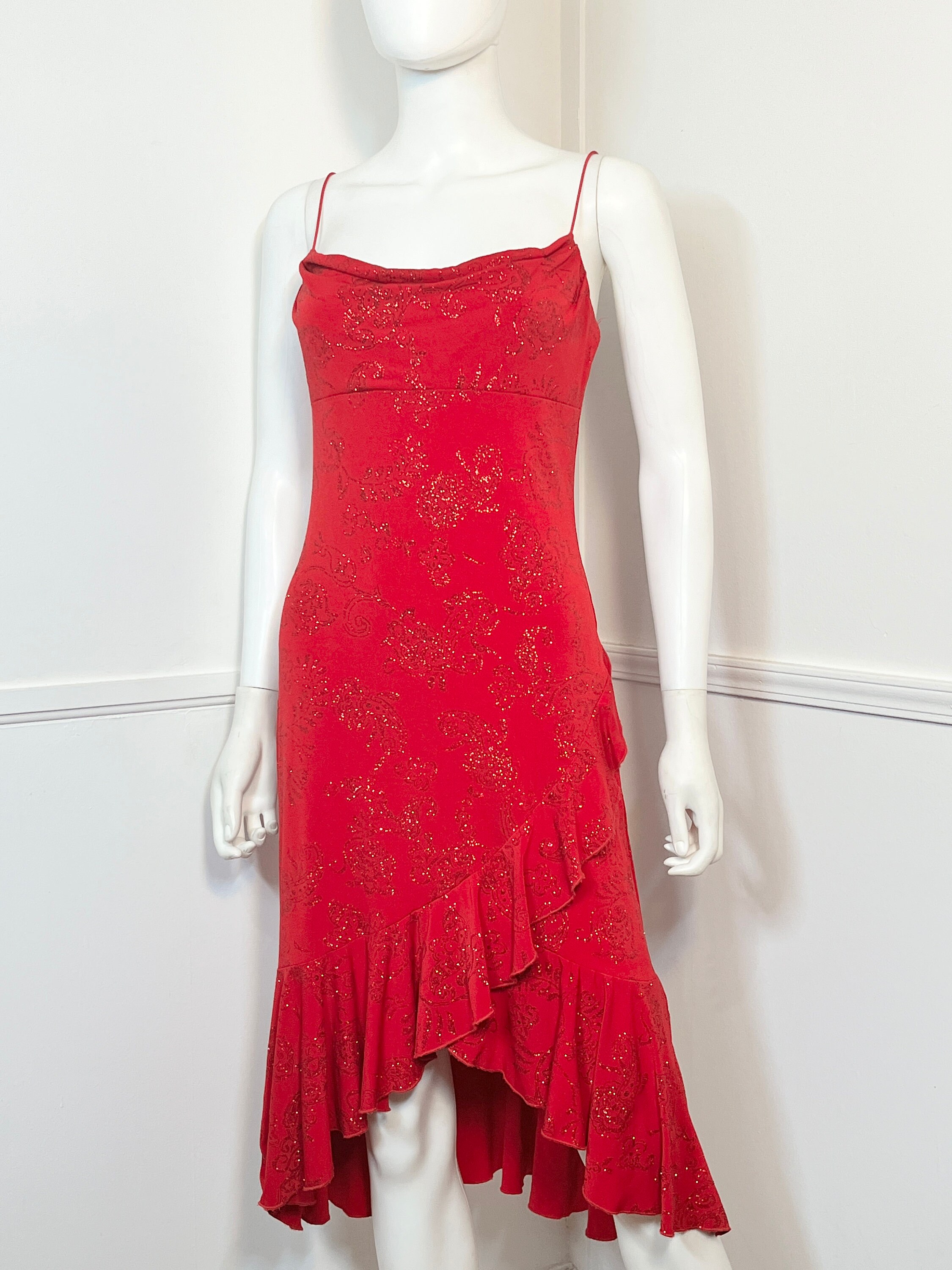 city triangles red sparkly dress City Triangles Red Glitter Metallic Cocktail Dress Strappy Back 3