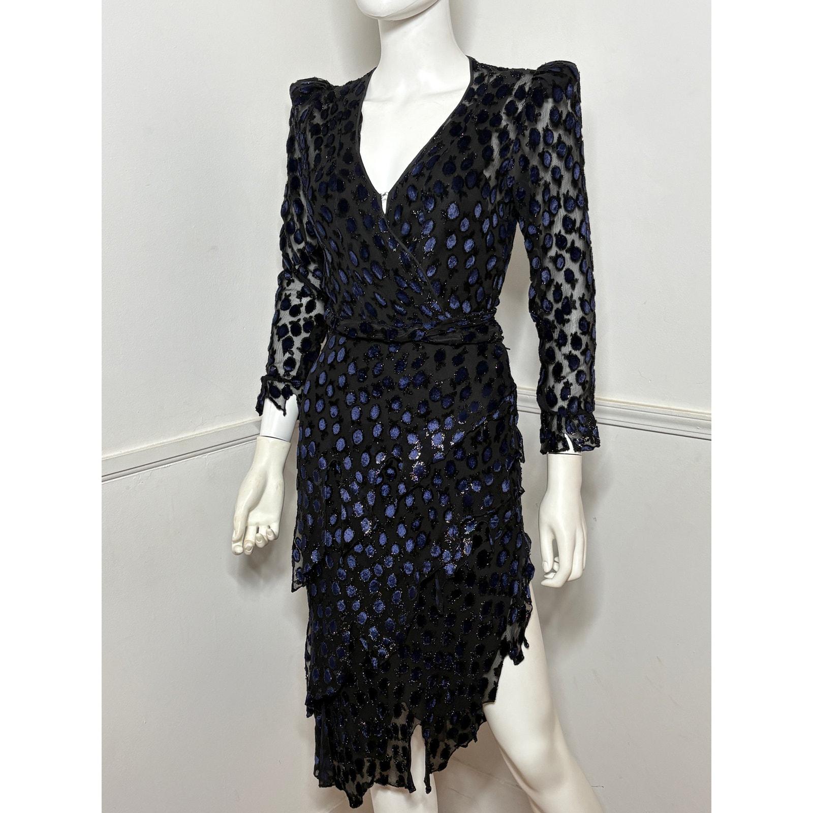 Extra Small 1970s Vintage Velvet Burnout Wrap Top and Skirt Set by Kioko