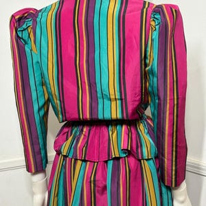 1980s Vintage Striped Peplum Top and Skirt Set image 10