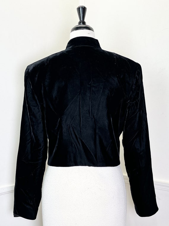 Large Size 12 1990's Vintage Black Velvet Cropped… - image 6