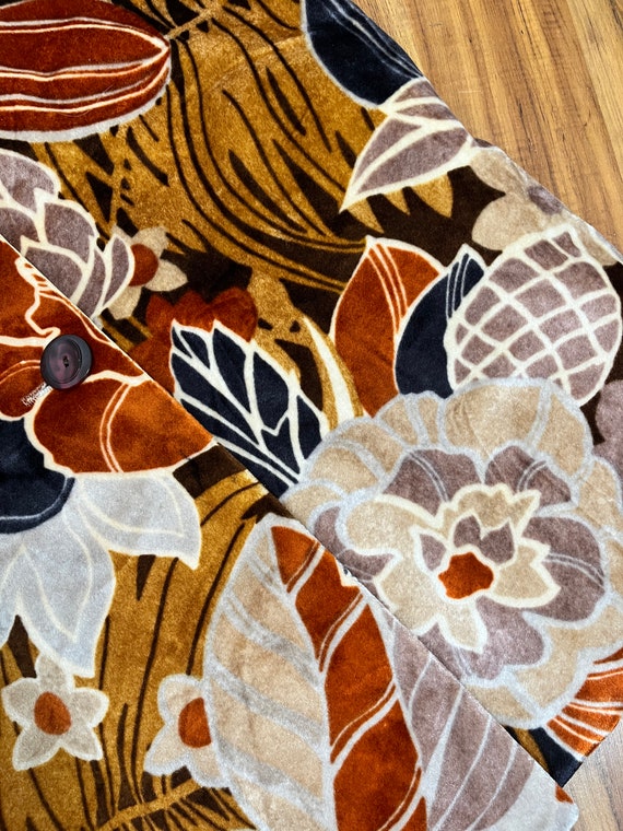 Large 1960s Vintage Autumnal Floral Velour Tapest… - image 8