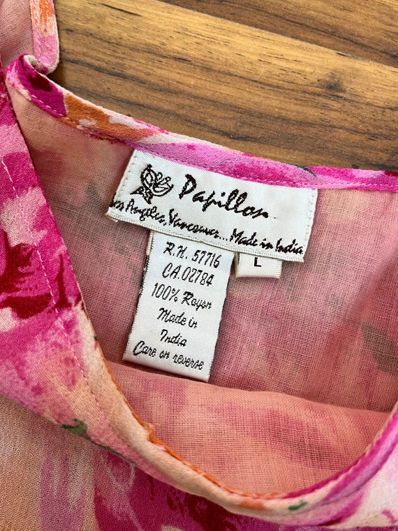Large 1990's Vintage Pink Rayon Floral Slip Dress… - image 10